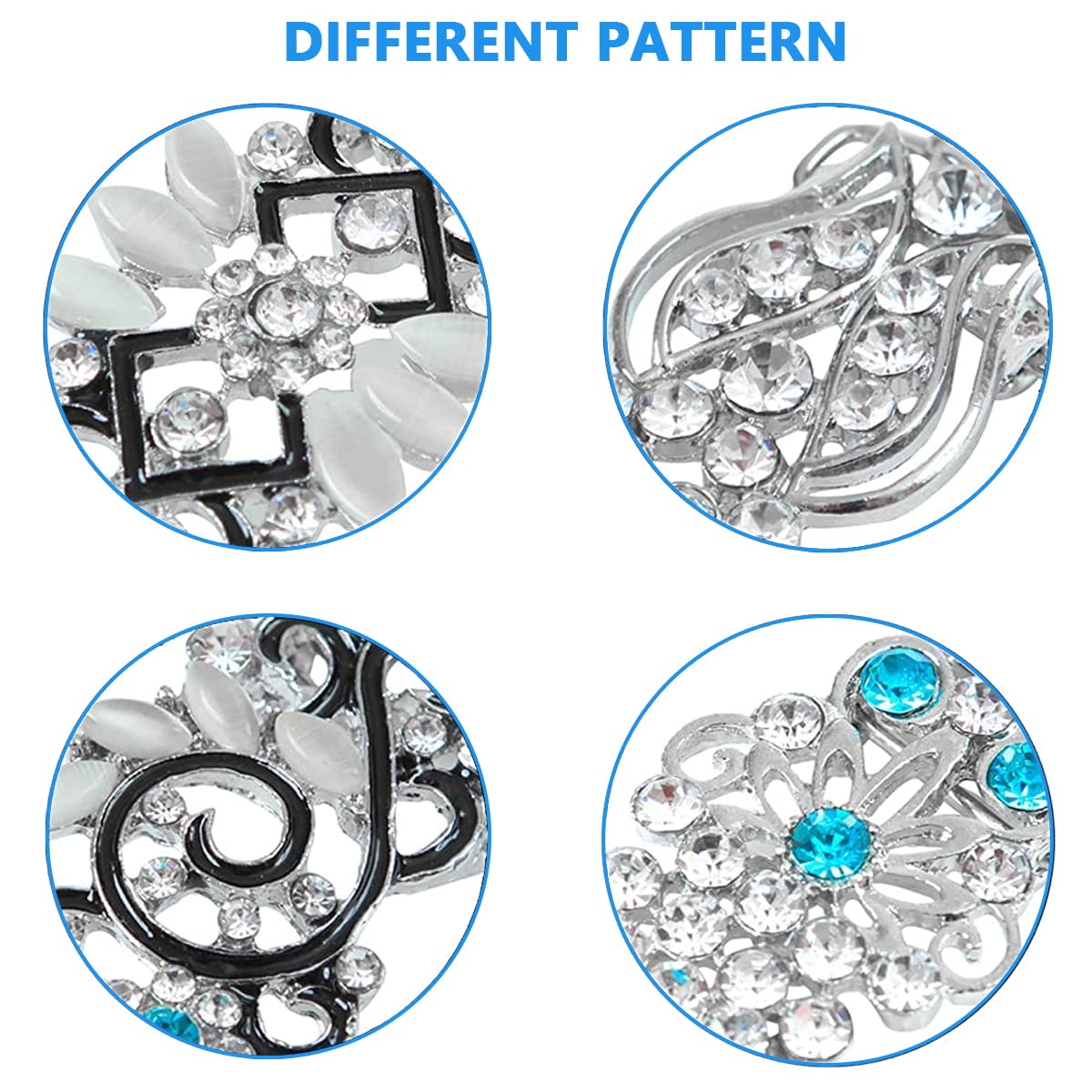SANNIDHI Sweater Shawl Clips for Women featuring 4.3 in Alloy Retro Rhinestone Design | 4 Pcs Set