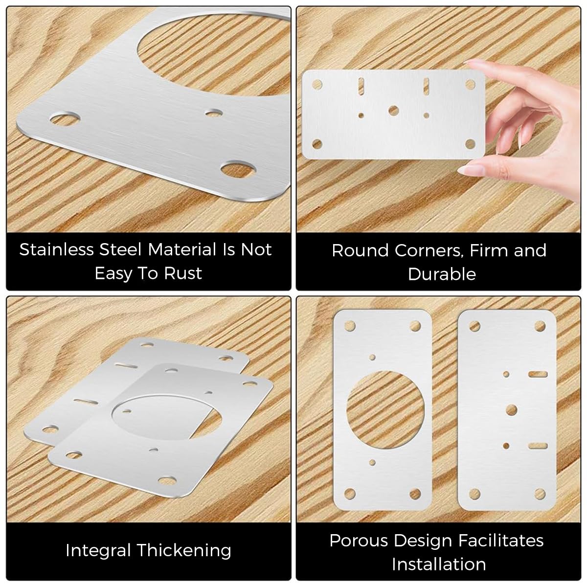 Serplex Hinge Repair Plates 36 pcs for Cabinets and Wardrobes with Pre‑Punched Holes | Stainless Steel 90x47 mm