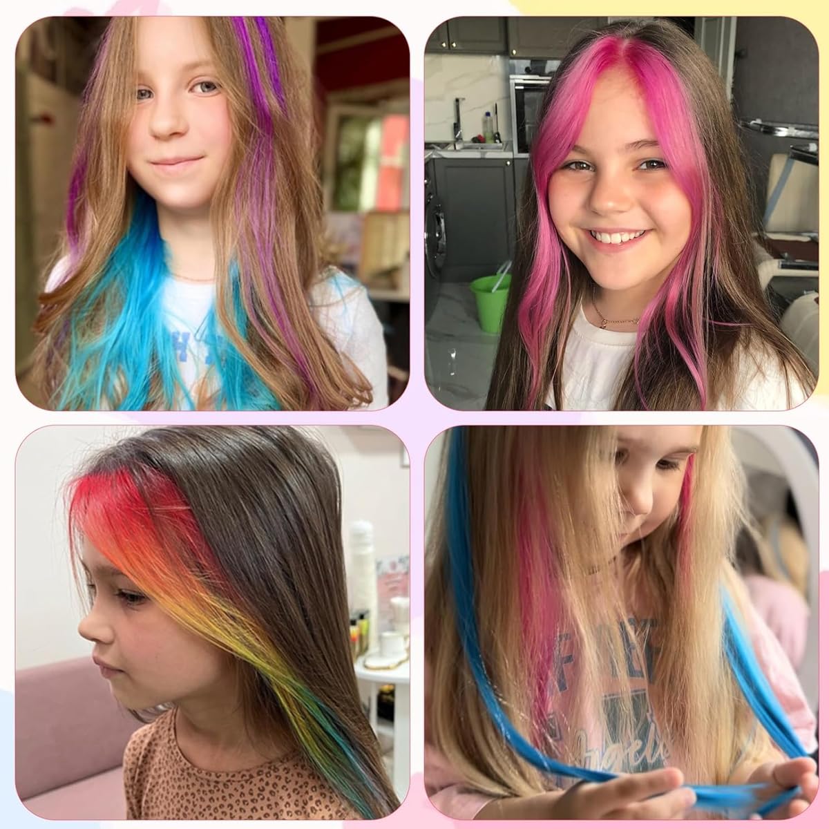 PATPAT Girls Hair Styling Tools Kit for DIY Hair Dye with Easy Applicator and 3 Colors | Safe Non Toxic Gift for Ages 4 12