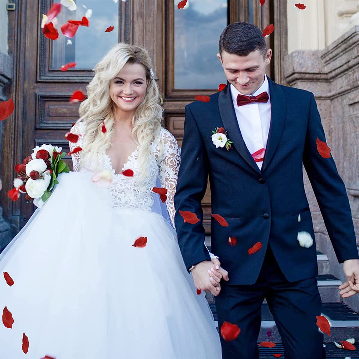 HASTHIP Silk Rose Petals for Wedding and Romantic Decor featuring 2000 pcs 1.61x1.81 in Red | Ideal for Proposals and Anniversaries