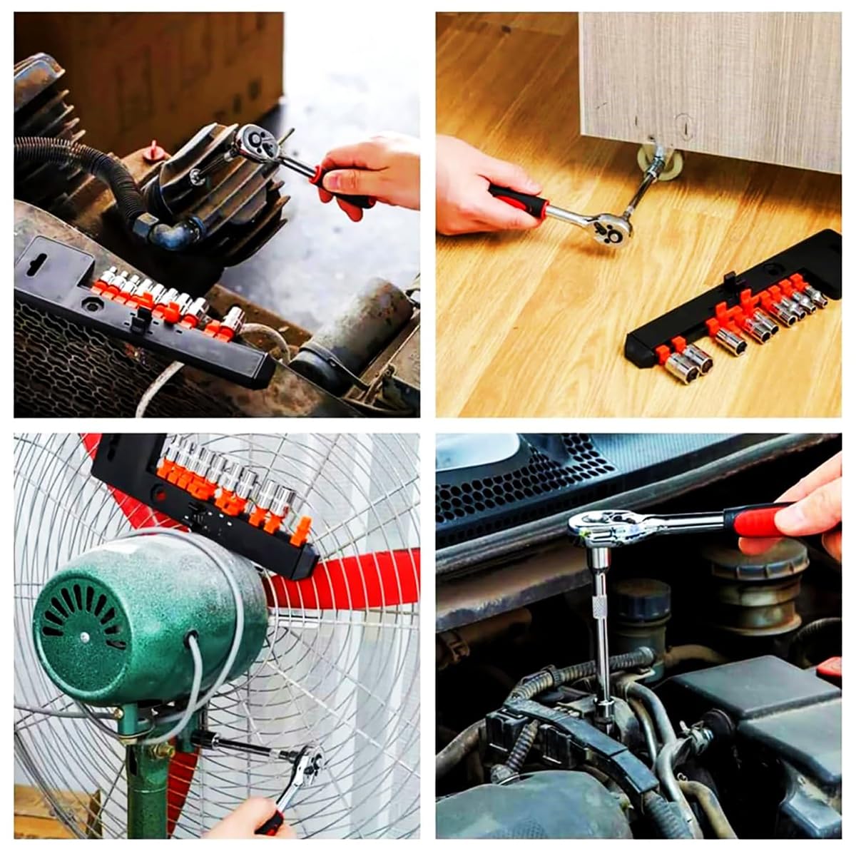 STHIRA Ratchet Socket Wrench Set for Car Repairs with 5 in Extension Bar and Chrome Vanadium Steel | 12 in 1 Heavy Duty Tool