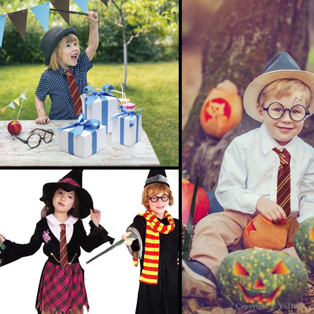 PATPAT Gryffindor Wizard Costume for Kids 135–145cm with Wand Scarf Tie and Glasses | Halloween Outfit