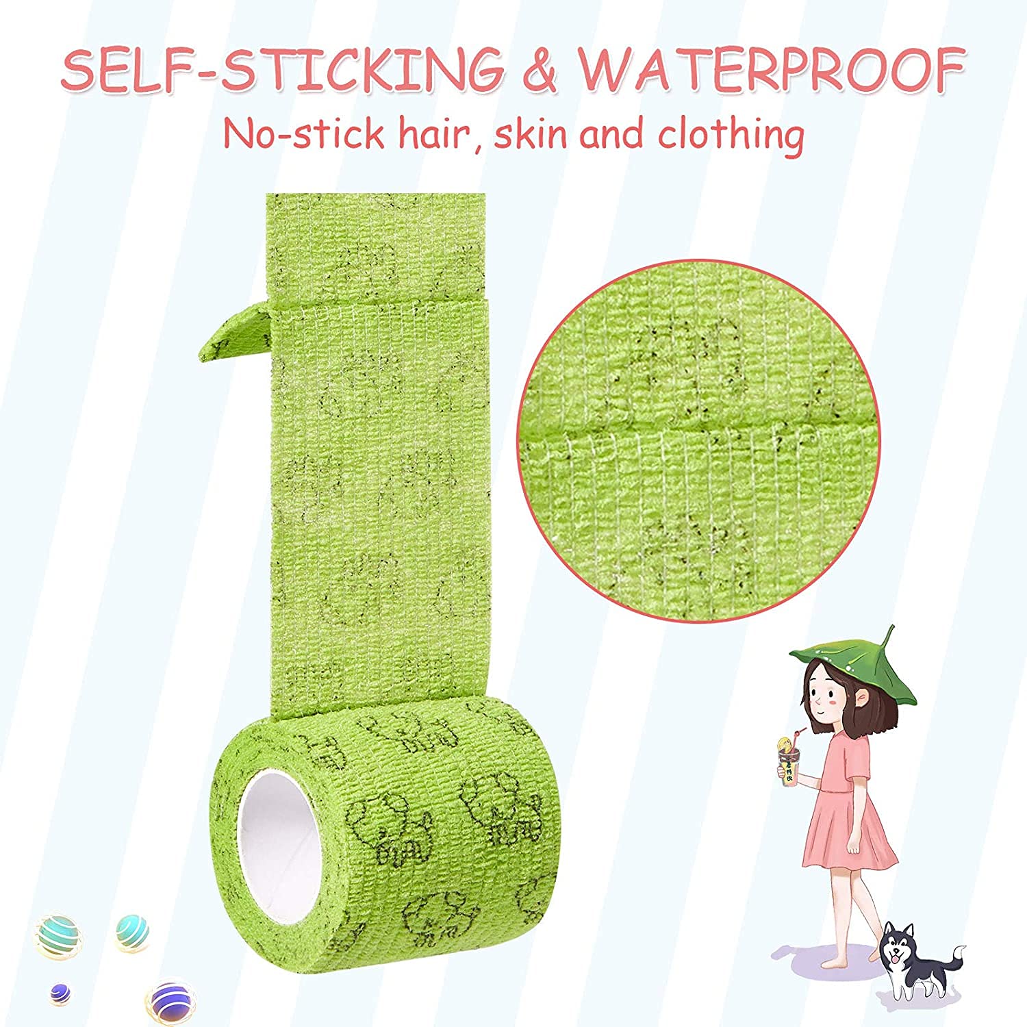 Optifit Stmandy Vet Tape Wrap for Wound Care with Self Adhesive Design 6 Rolls 5 yd | Latex Free