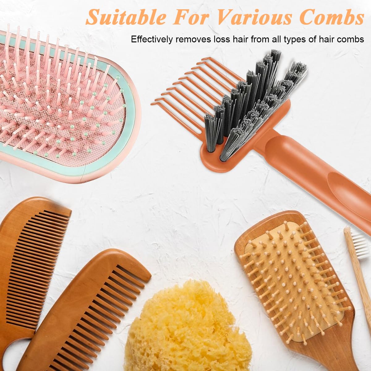 MAYCREATE® Hair Brush Cleaner 2-in-1 Hair Brush Cleaner Tool Hair Detangling Comb Cleaning Brush Tangled Hair Remover Tool Rake for Removing Hair Dust, Home or Salon Use