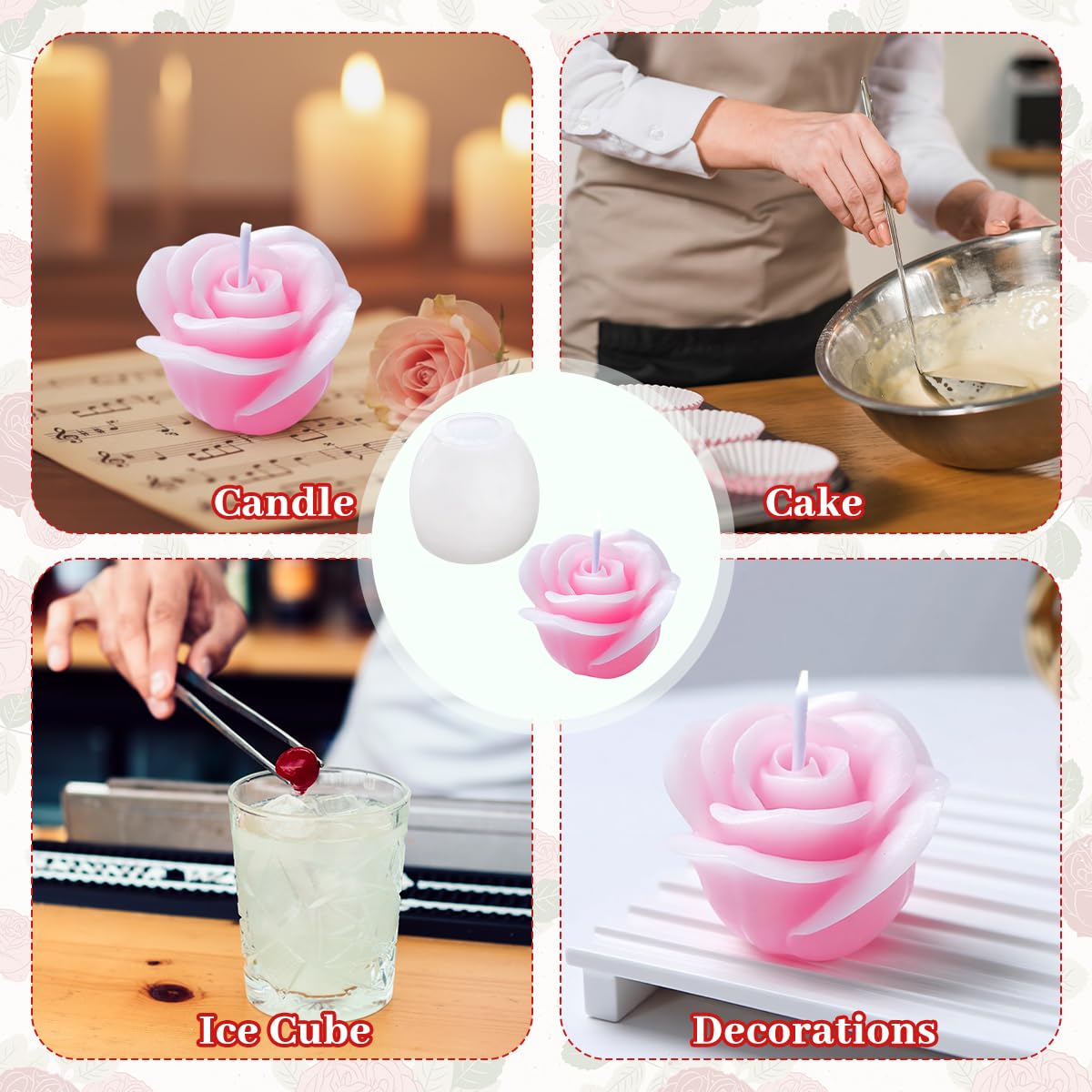 ZIBUYU Rose Flower Silicone Mould for Candle Soap and Resin Crafts | Flexible Food‑Safe Design