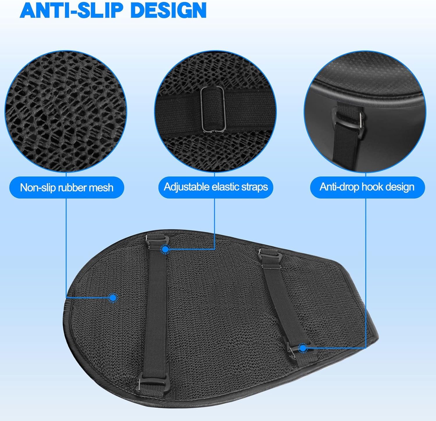 STHIRA Motorcycle Seat Cushion Gel Pads 2 Pcs for Long Rides with 3D Honeycomb Structure and High‑Density Gel | Breathable Comfort for All‑Season Use