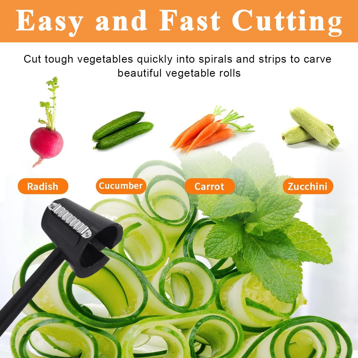 Supvox Vegetable Spiral Slicer for Carrots and Cucumbers with Razor Sharp Blade | Easy Salad Decoration Cutter