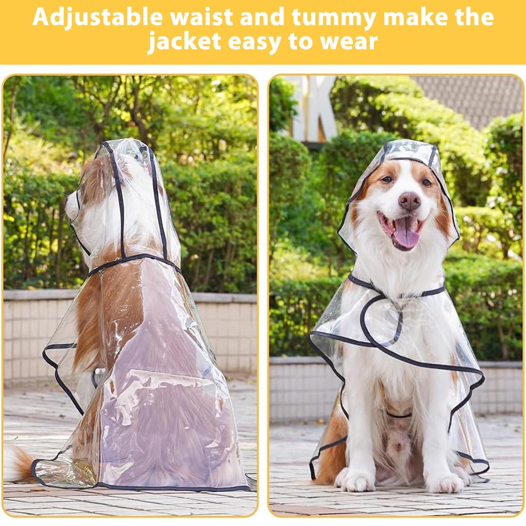 Qpets Dog Raincoat for Walking and Hiking with Adjustable Buttons EVA Hood 6XL 2PCS | Waterproof Coat for Dogs Weighing 20–25kg