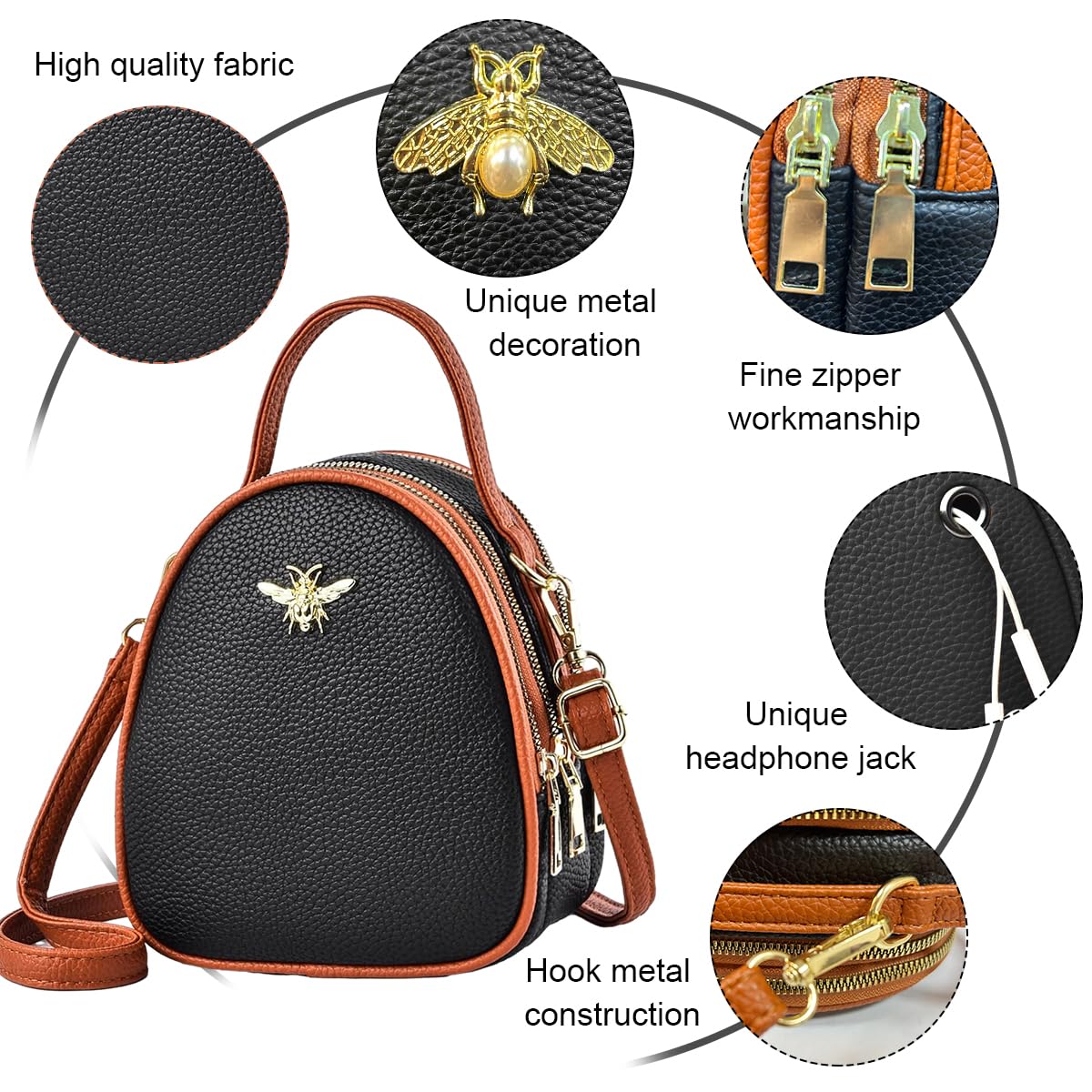 PALAY® Sling Bag For Women PU Leather Daily Bag Small Crossbody Bags For Women Multi Layer Shoulder Bag with Adjustable and Removable Wide Strap