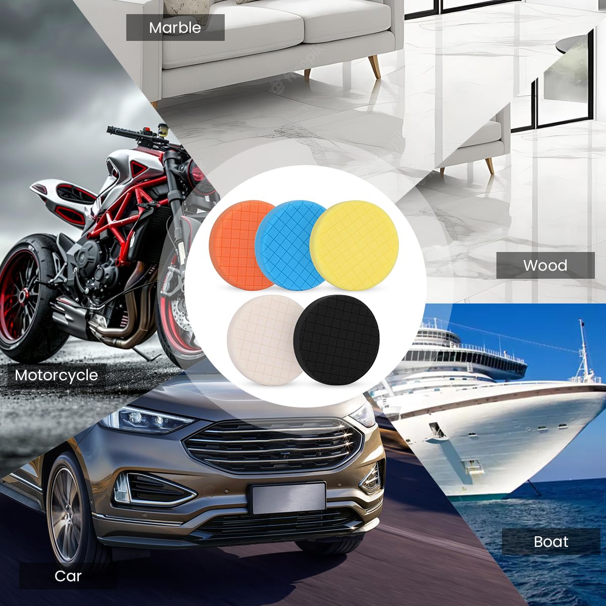 Serplex Buffing Polishing Pads for Car Waxing and Detailing | 10PCS Sponge Kit 15cm