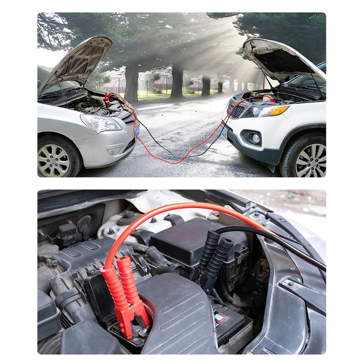 STHIRA Jumper Cables for Car Emergency with 9.8 ft Length and Large Insulated Clips