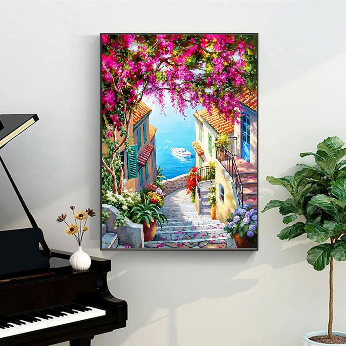 HASTHIP Paint by Numbers Art Kit for Home Décor featuring Mediterranean Scene 16x20 inches