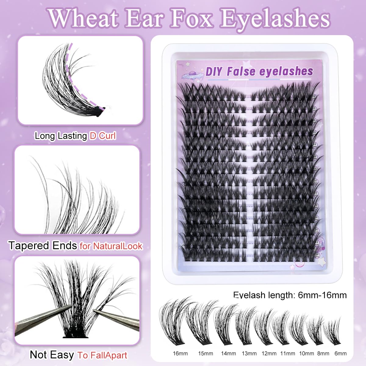 MAYCREATE Wispy Lash Clusters for DIY Lash Extension featuring 252 pcs 8–16 mm Mix | Natural Look