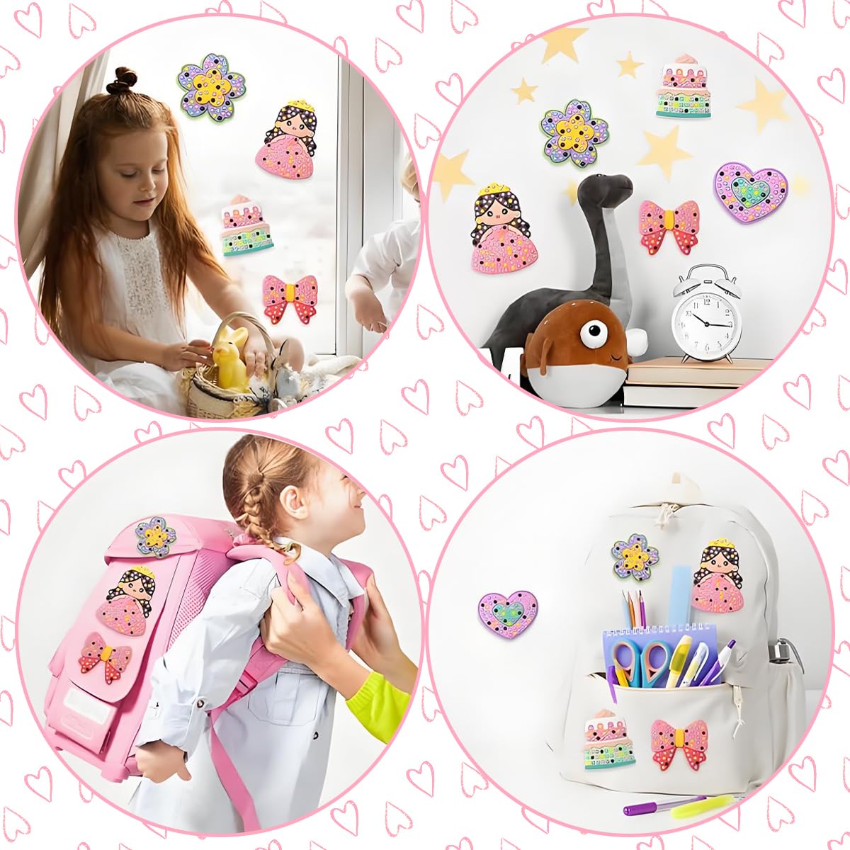 PATPAT Diamond Painting Kit for Kids with 4 Color Bead Pens and Design Boards | Creative Princess Art Gift