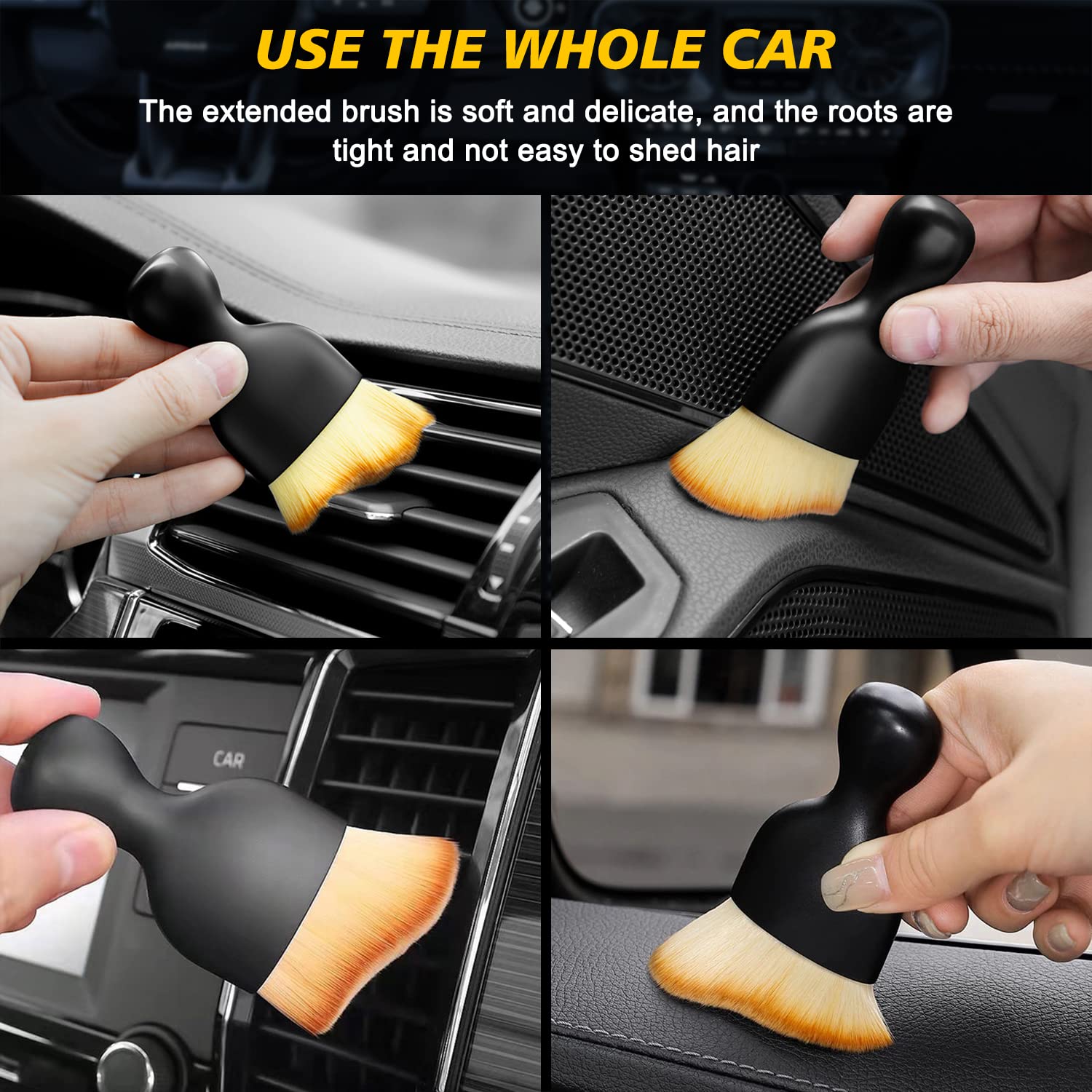 Car Cleaning Brush for Interior Detailing with ABS Handle and Soft Nanofiber Bristles 10cm | Easy to Clean Dusting Tool for Dashboard and Gaps