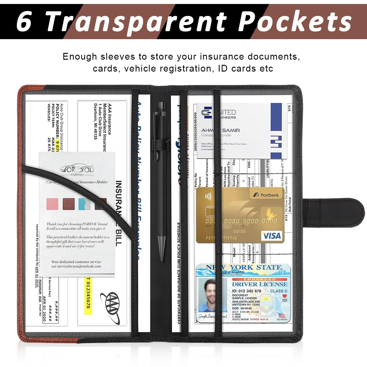 STHIRA Car Document Holder for Registration and Insurance with Bifold PU Leather | 3PCS