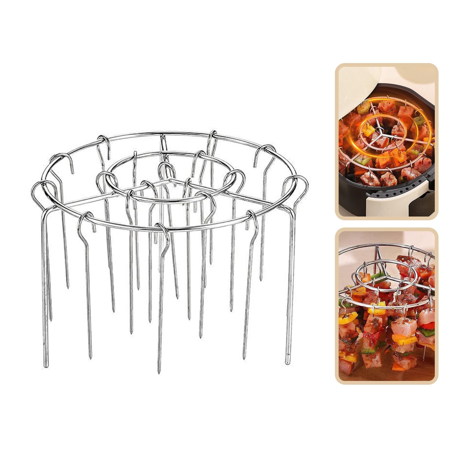 Supvox® Air Fryer Grill Skewer Rack, Stainless Steel BBQ Kabob Set