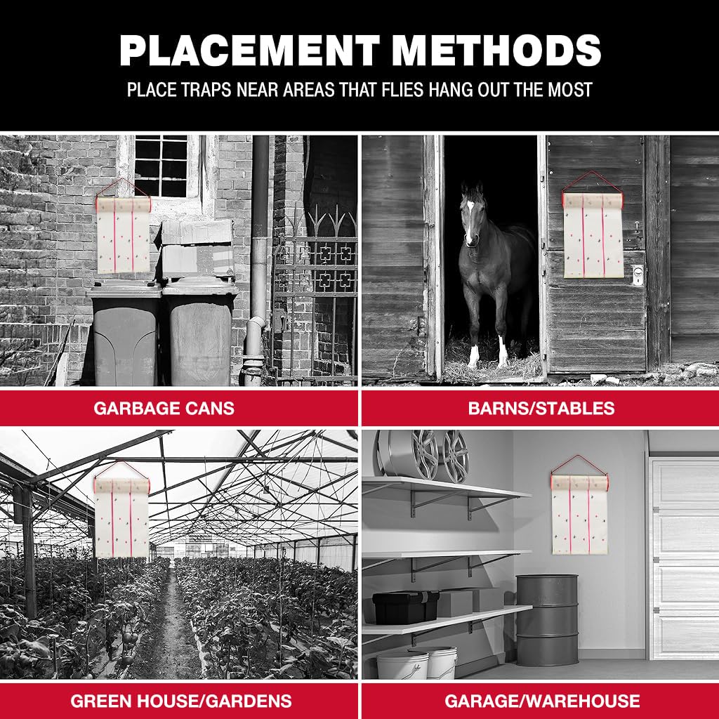 Supvox Fly Trap Kit for Garden and Indoor Use with 4m Sticky Roll | Non-Toxic Hangable Design