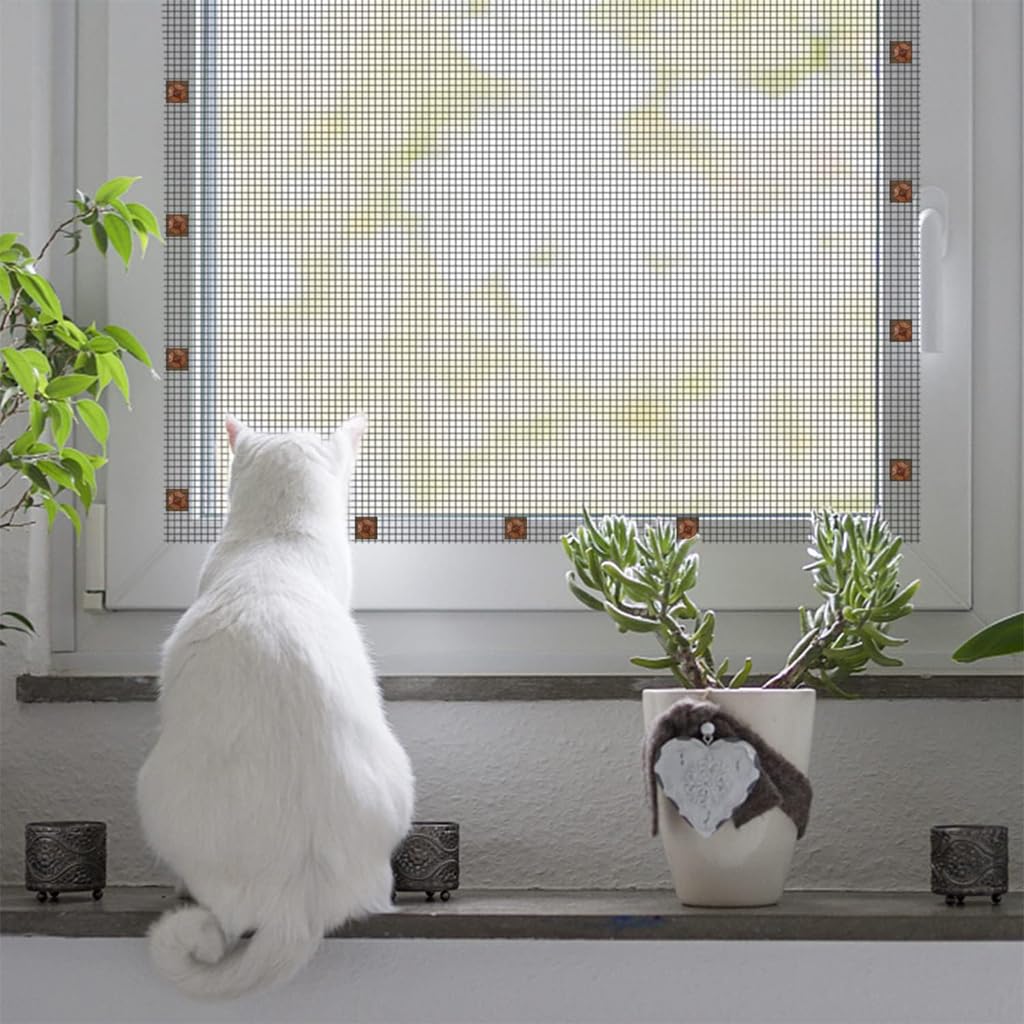 HASTHIP Mosquito Mesh Screen Buckles for Window Installation with Self Adhesive Nails 14Pcs | Removable Push In Buttons for Secure Fit