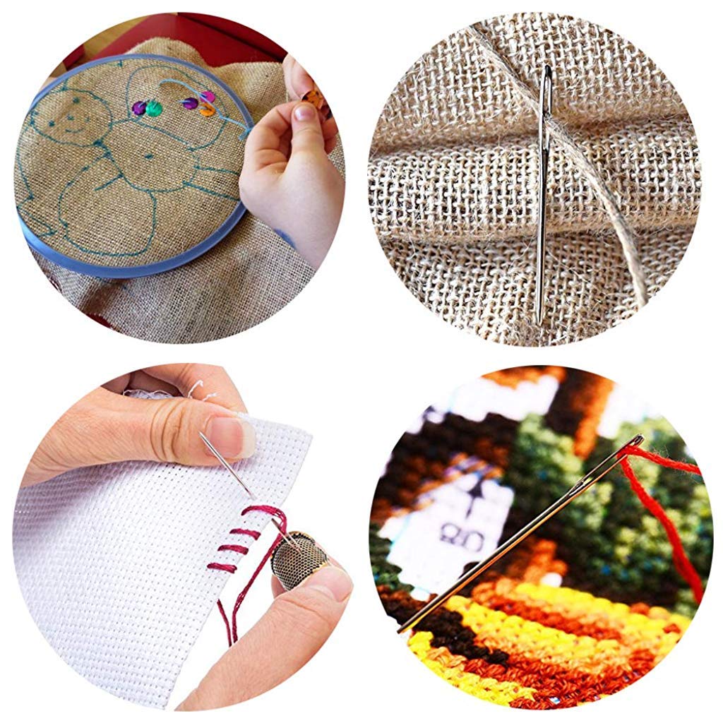 HASTHIP® Large-Eye Blunt Needles 9 Piece Stainless Steel Yarn Knitting Sewing Crafting Weaving Stringing Needles 18PCS