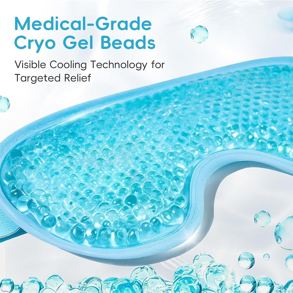 ZIBUYU Eye Mask for Cooling and Hot Relief with Flexible Gel Beads 21x10cm | Reusable PVC Pack
