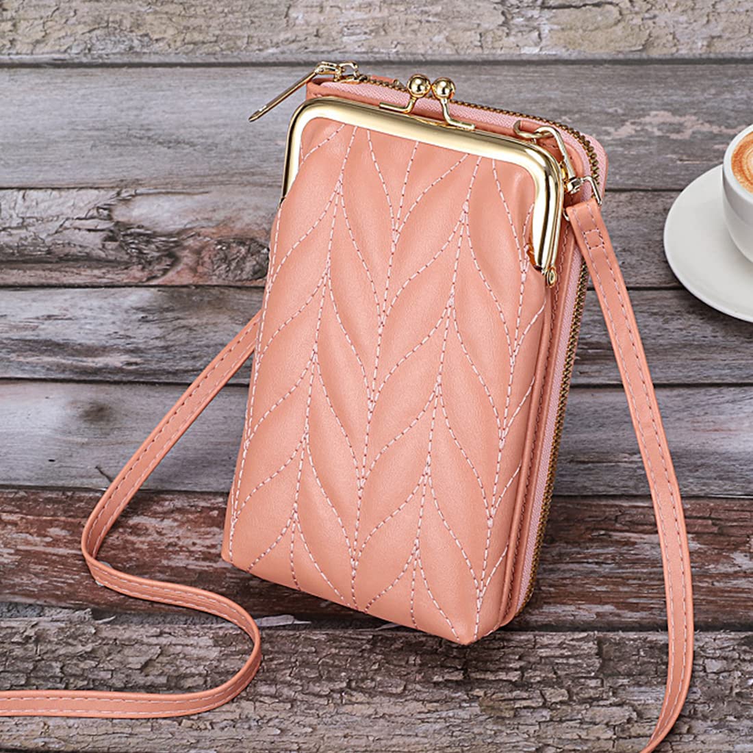 ZIBUYU Mobile Sling Bag for Women Stylish Latest Shoulder Sling Bags for Girls Designer Cross Body Bag Small Phone Bag PU Leather Sling Bags for Women Gift for Girls - Pink