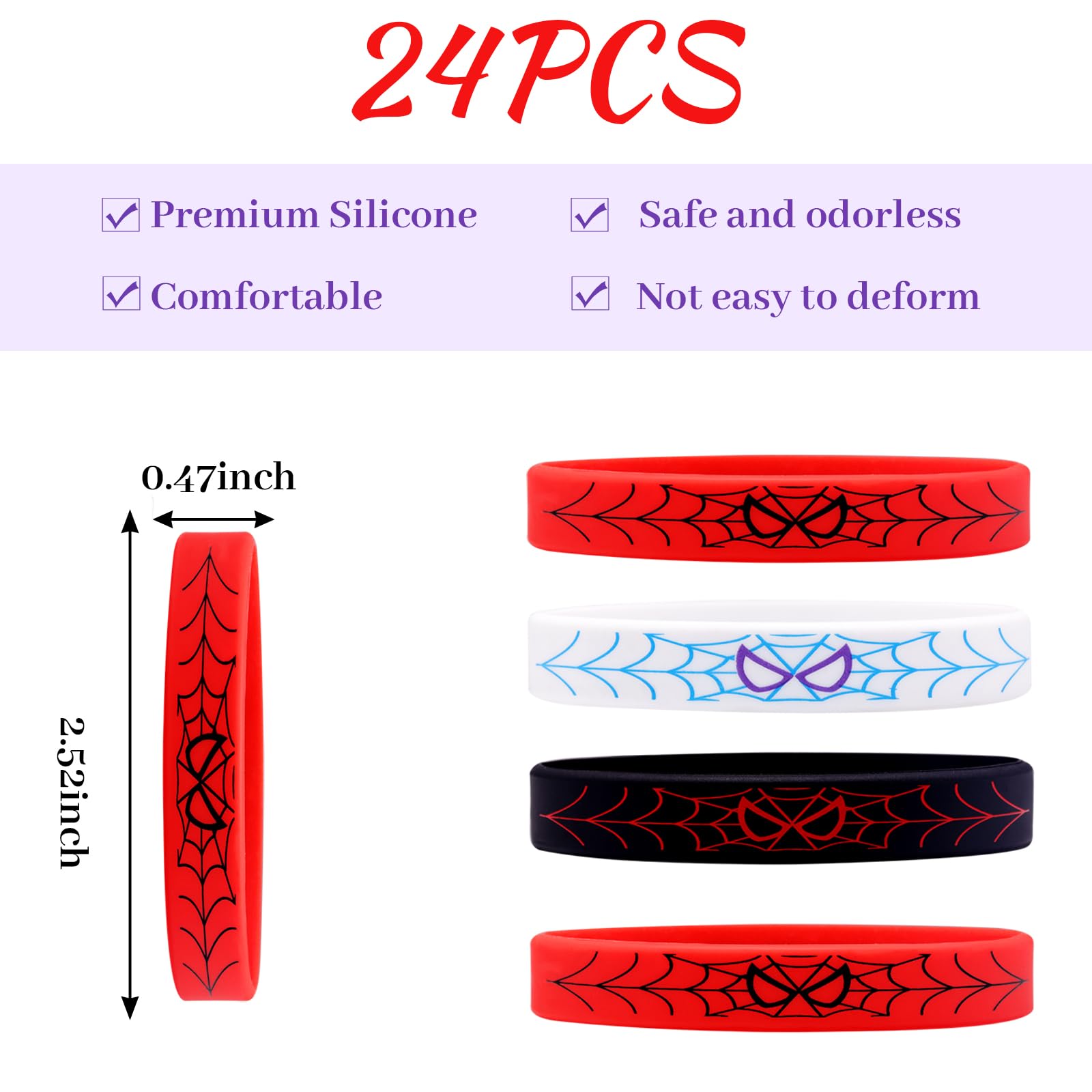 PATPAT Superhero Bracelet Set for Kids featuring 24 Silicone Bands | Party Favor Fun