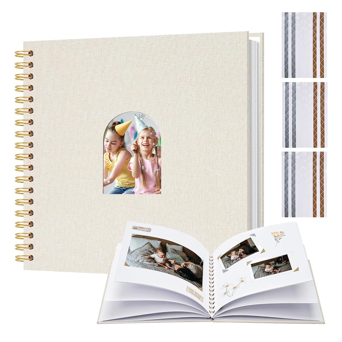 HASTHIP® DIY Photo Album Scrapbook, 10 Inch Scrap Books for Memories, Spiral-Bound Hardcover Art & Craft Album for Photos Collection Family Keepsakes, Wedding, Travel and Baby Memory