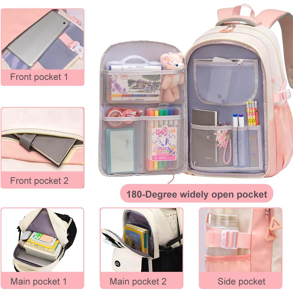 PALAY Girls School Backpack for Students with 32x22x46cm Storage Layer and Padded Straps | Waterproof Nylon Bag