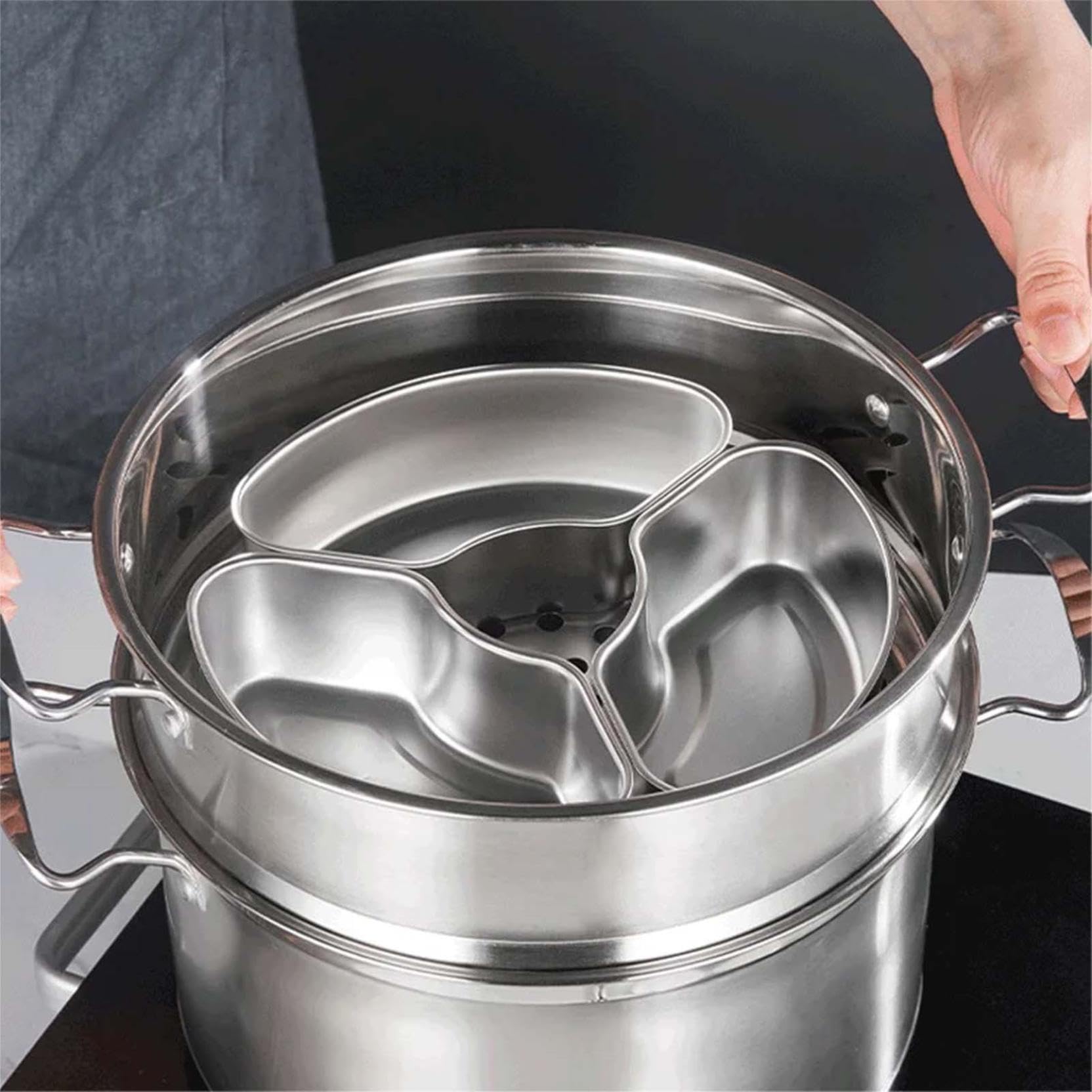 Supvox Steamer Baskets Set for Small Portion Cooking with Contoured Lids | 3pcs 304 Stainless Steel