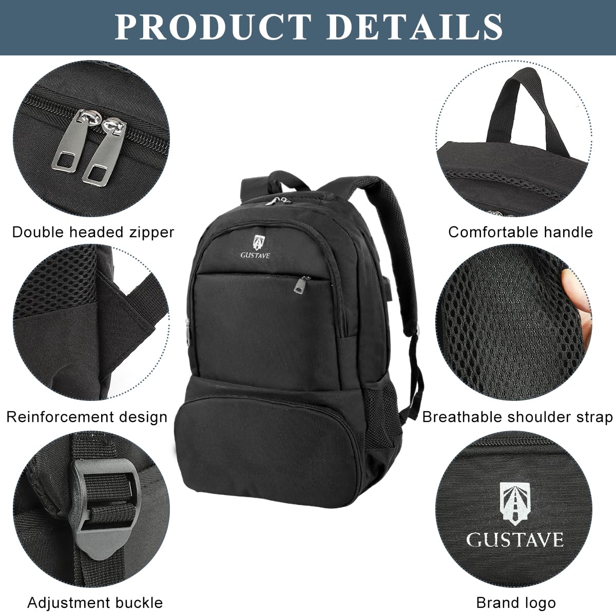 GUSTAVE Laptop Backpack for Travel and Work with Insulated Waterproof Compartment 17.3 in | Multi-Compartment Design