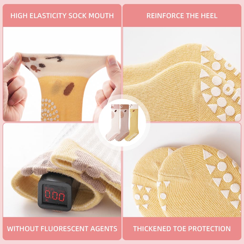 SNOWIE SOFT Baby Girls Knee High Stockings with Breathable Mesh Cotton | 3 Pairs for 0–3 Years