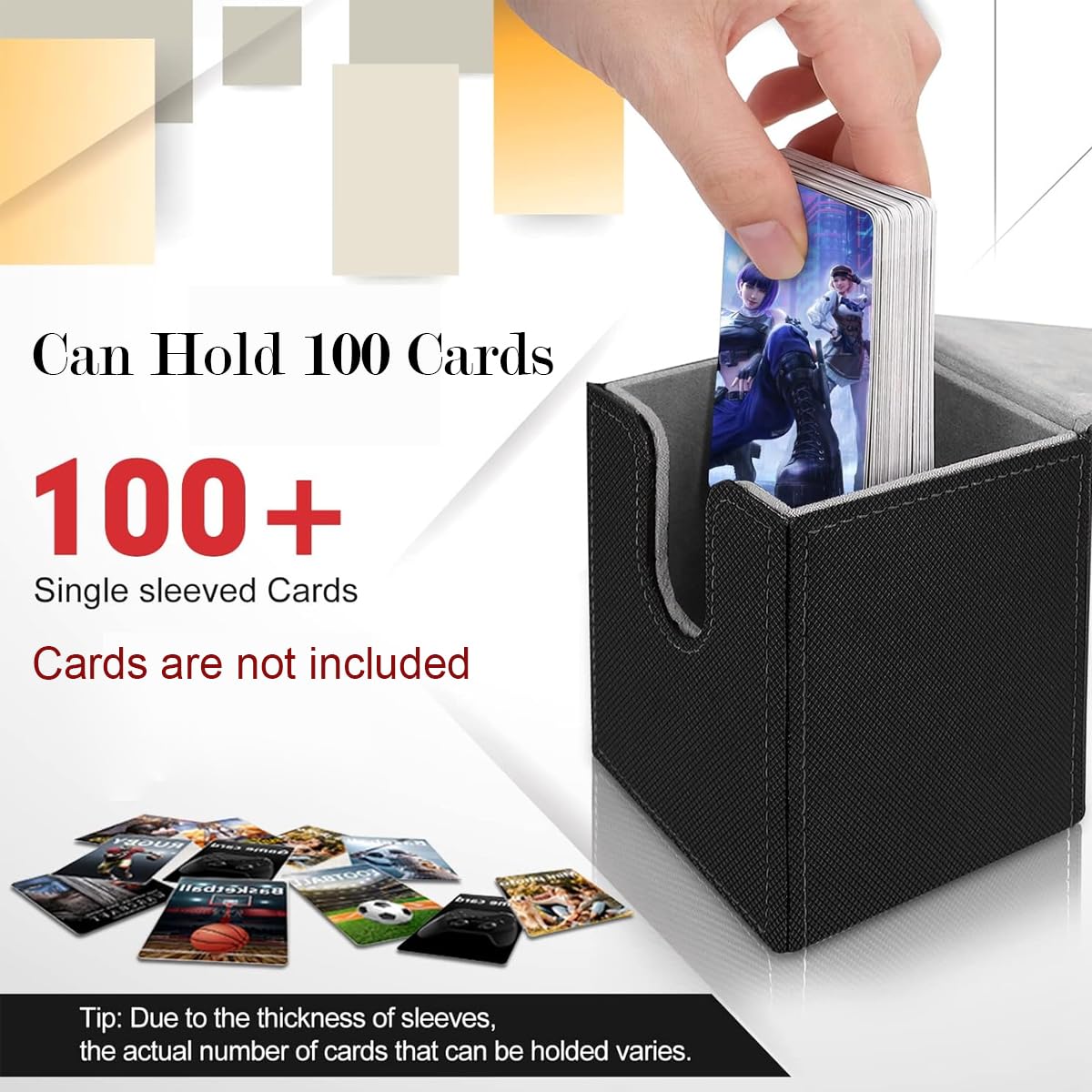PATPAT Card Holder for 100+ Trading Cards with Flip Up Closure and PU Leather Design | Black 7.1x6.7x9.5cm