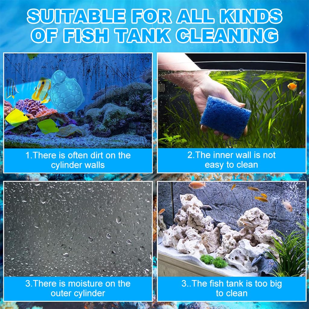 Qpets Magnetic Algae Cleaning Scrub Brush for Aquarium Glass with Floating Turtle Design | Double-Sided Cleaner Tool