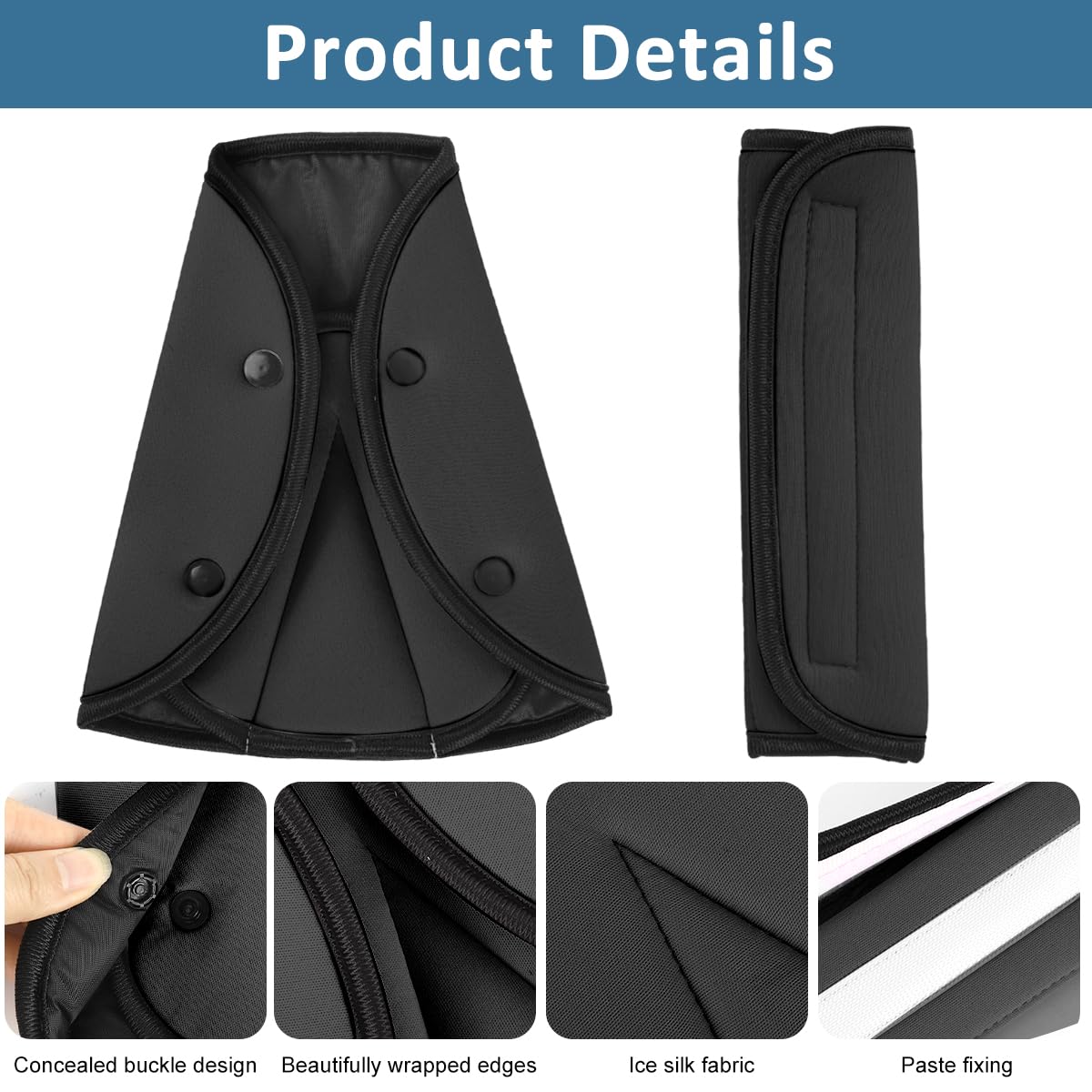 STHIRA Cotton Seatbelt Cushion for Car Comfort with Button Closure and Soft Padding | Pink