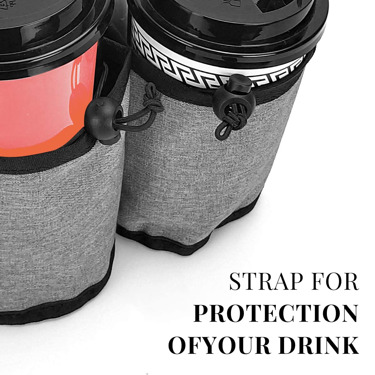 HASTHIP® Luggage Cup Holder Dual Sleeve Water Bottle Holder Travel Coffee Cup Holder on Luggage Coffee Cup Sleeve with Fasten Buckle, Safely Hold Your Drink During Travel