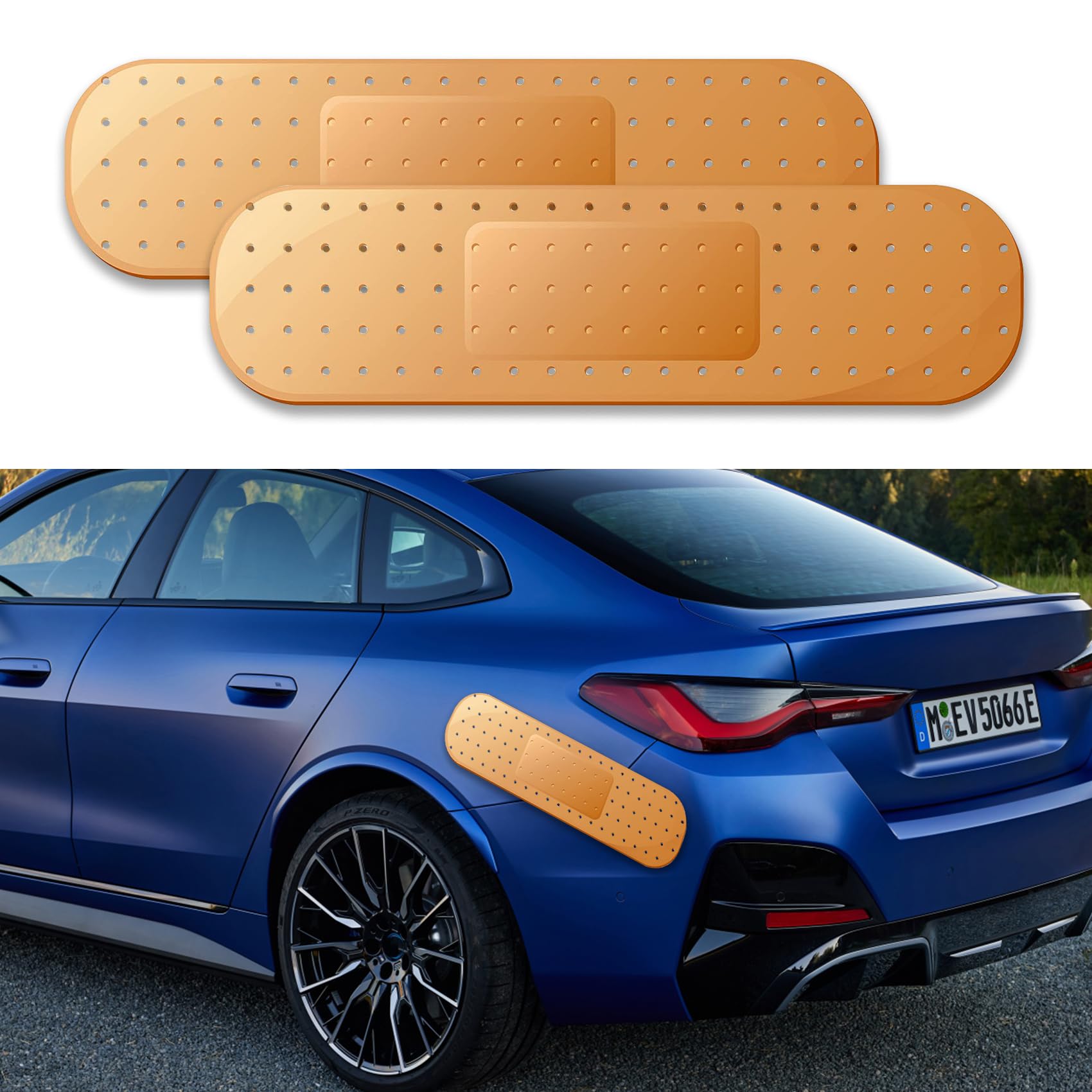 STHIRA® 2PCS Car Bandaid Sticker, Giant Car Bumper Sticker Large Bandage Decal