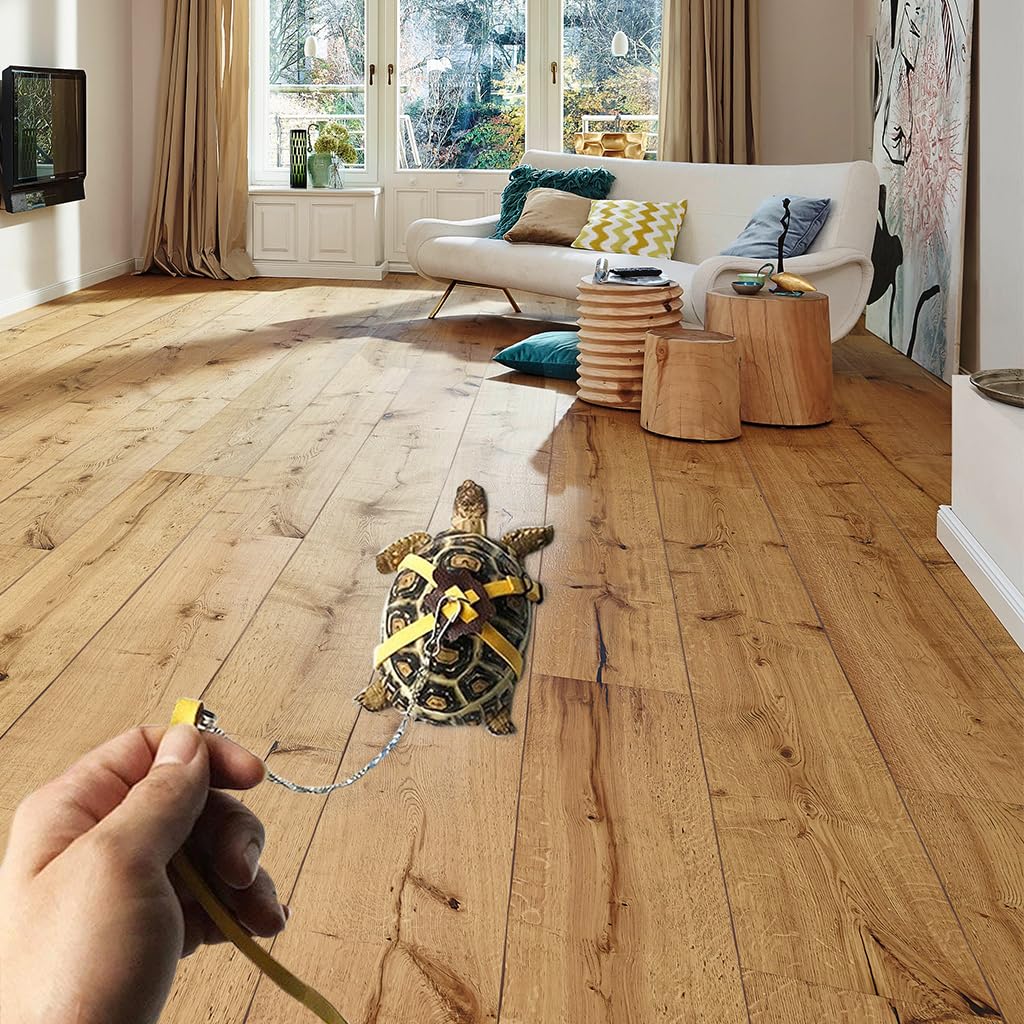 Qpets Tortoise Harness Strap for Small Turtles with 3.9ft Rope | Adjustable Synthetic Leather Lead