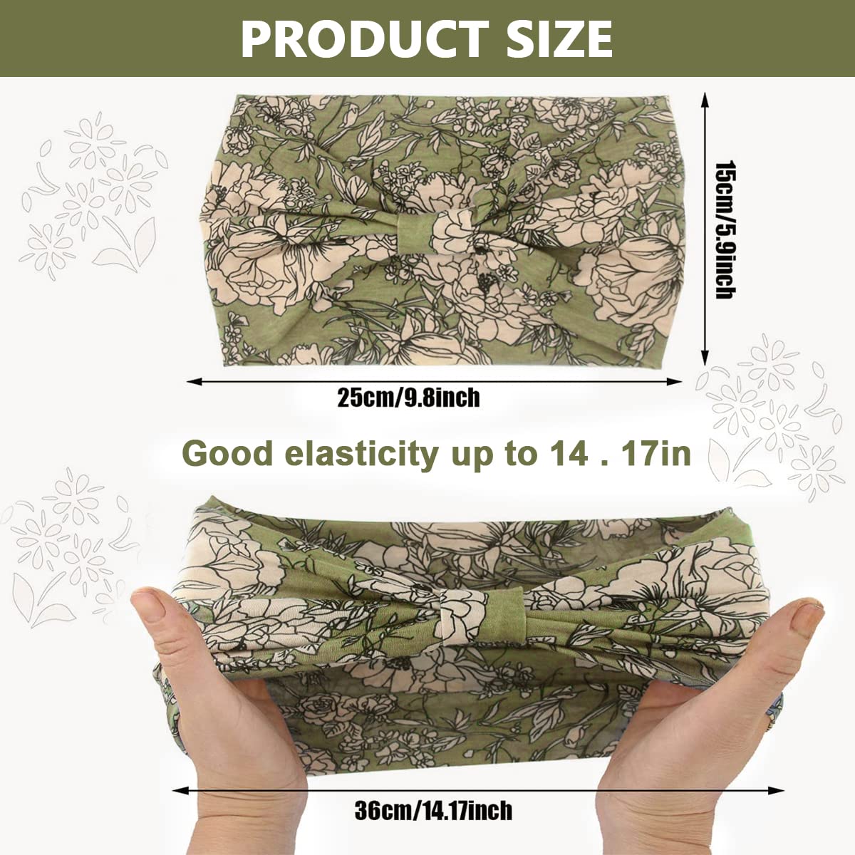 Proberos Wide Headbands for Women with 15x25cm Fit featuring Stretch No Slip Design | Pack of 4