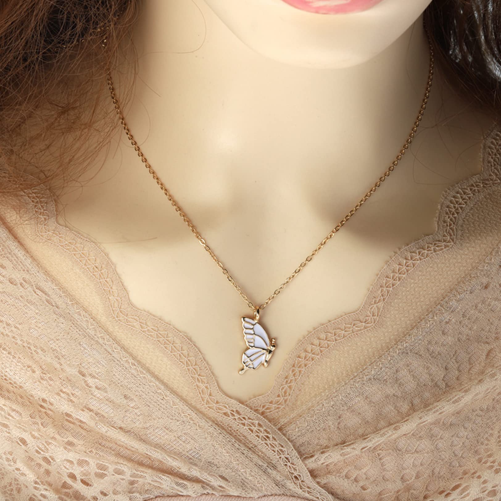 SANNIDHI Butterfly Necklace for Women and Girls 45+7cm Alloy Pendant | Golden Friendship Gift Pair