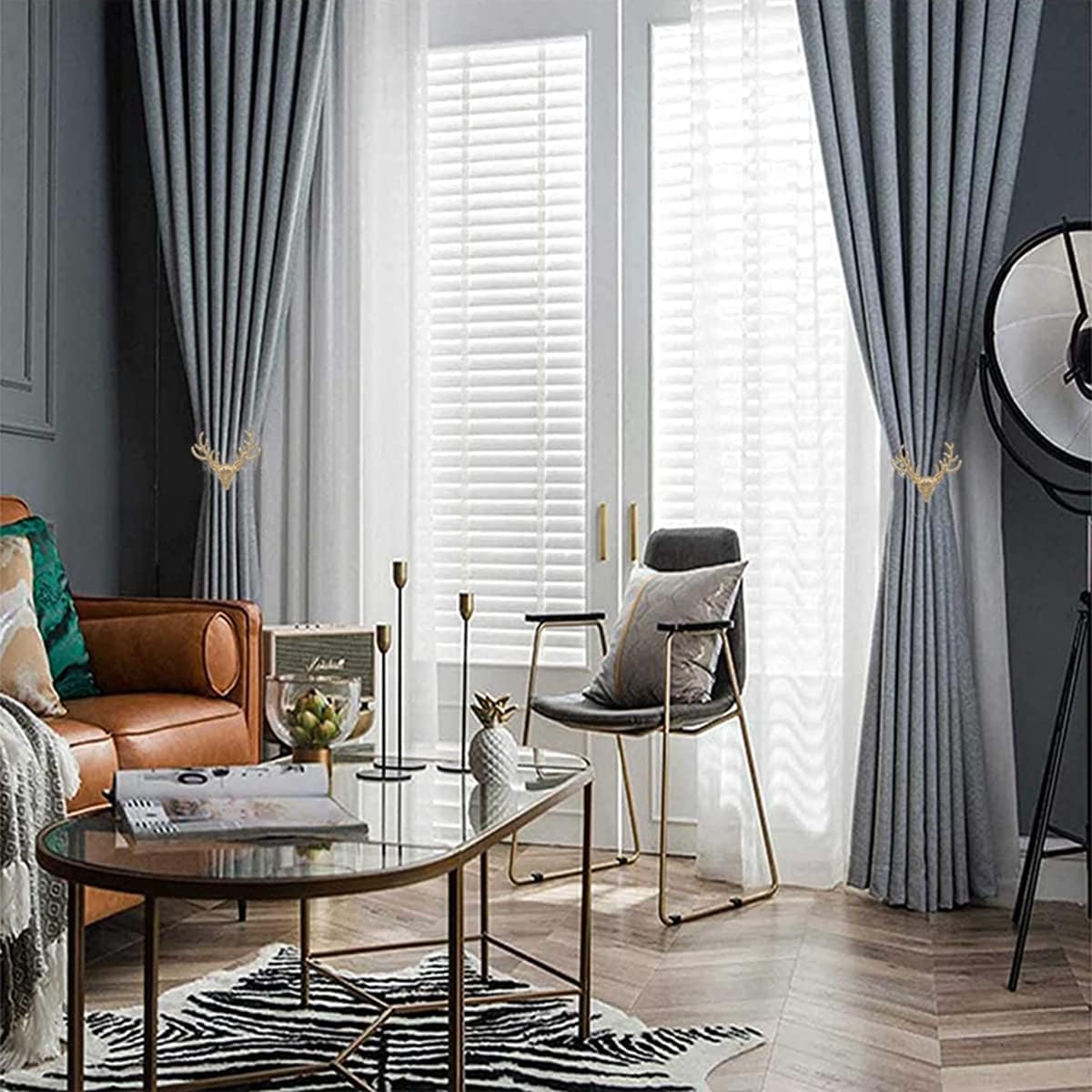 HASTHIP Curtain Tiebacks for Home and Office with Elastic Rope and Pearl Design | 2pcs Gold