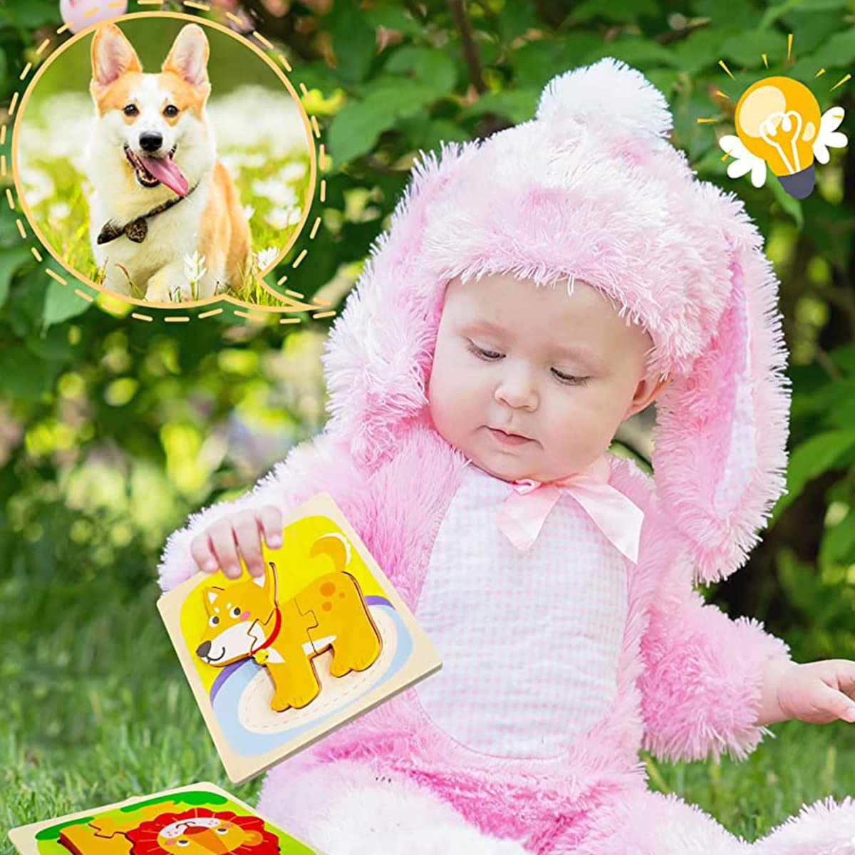 PATPAT Wooden Puzzle Toys for Toddlers featuring 4pcs 3D Cartoon Animal Design | Montessori Gift