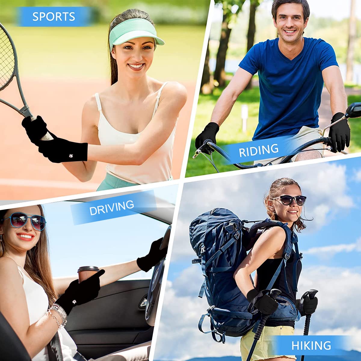 PALAY Sun Protection Gloves for Women with UPF 50+ Ice Silk Fabric and Snap Closure | Black