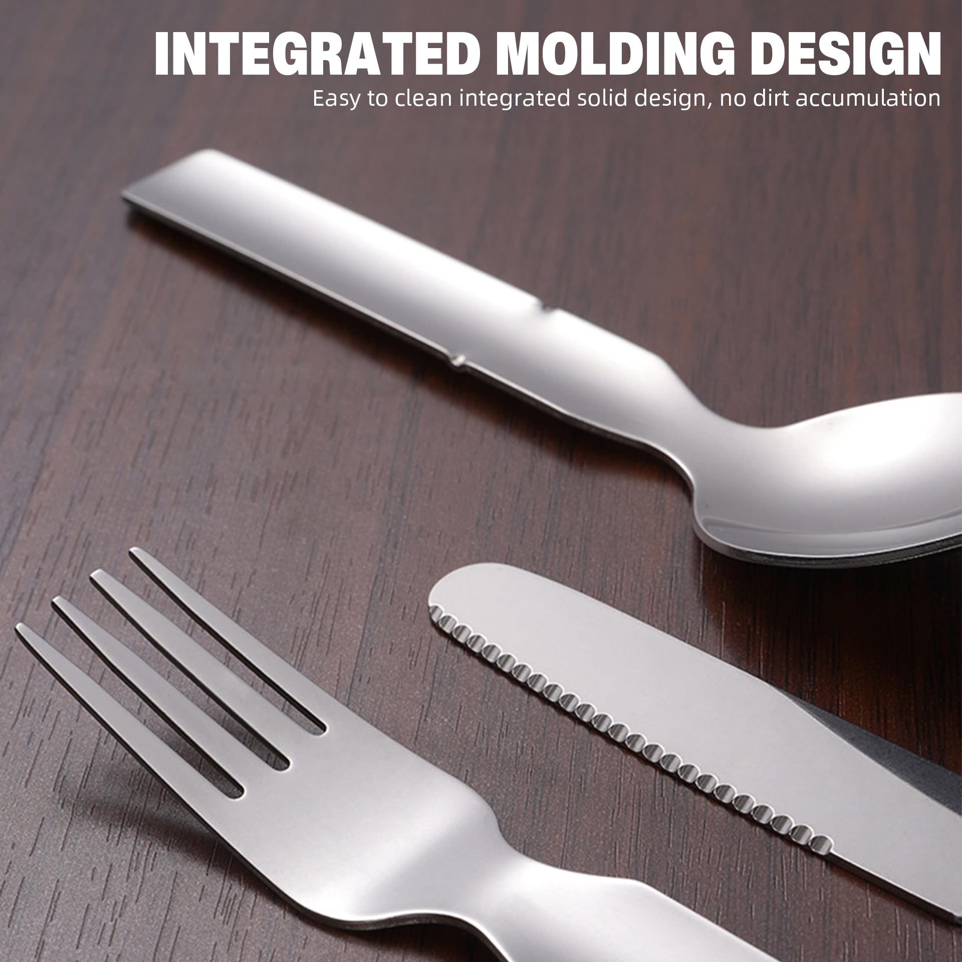 PROBEROS Camping Cutlery Set for Outdoor Meals with 6.7 in Stackable 4 in 1 Stainless Steel Design