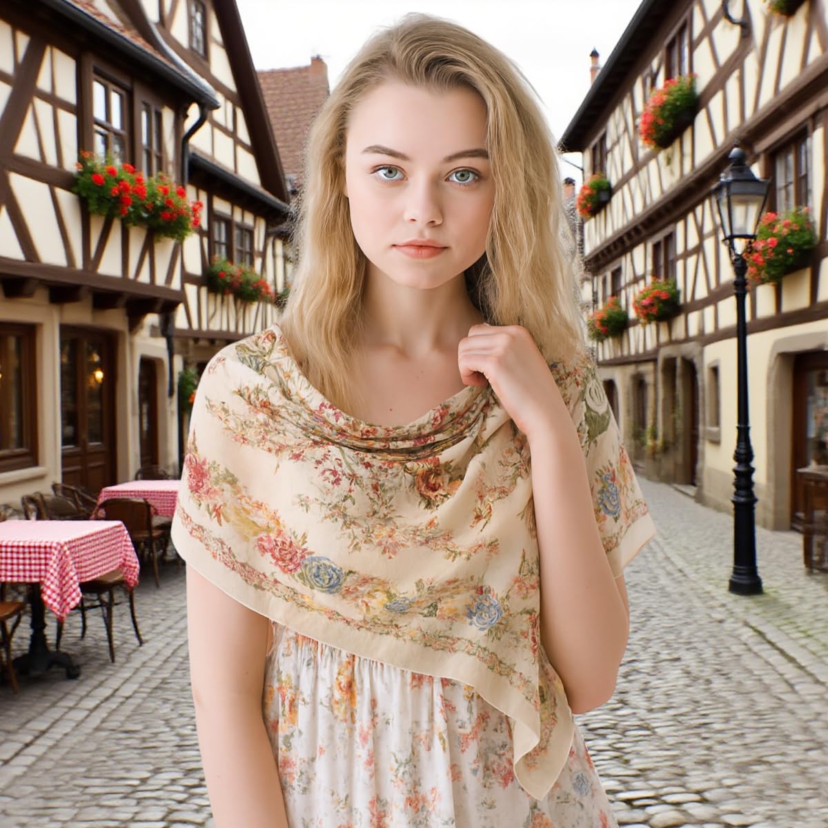 SANNIDHI Long Scarf Shawl for Women featuring 85x180cm size with cotton linen blend | floral wrap gift