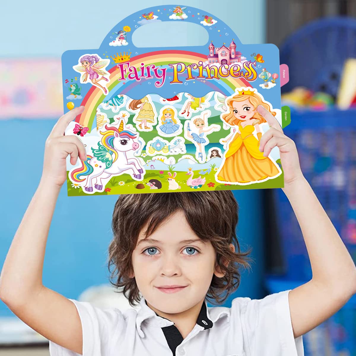 PATPAT Montessori Busy Book for Kids with 35 Reusable PVC Stickers and Portable Handle | Creative Travel Toy for Girls 3+ Years