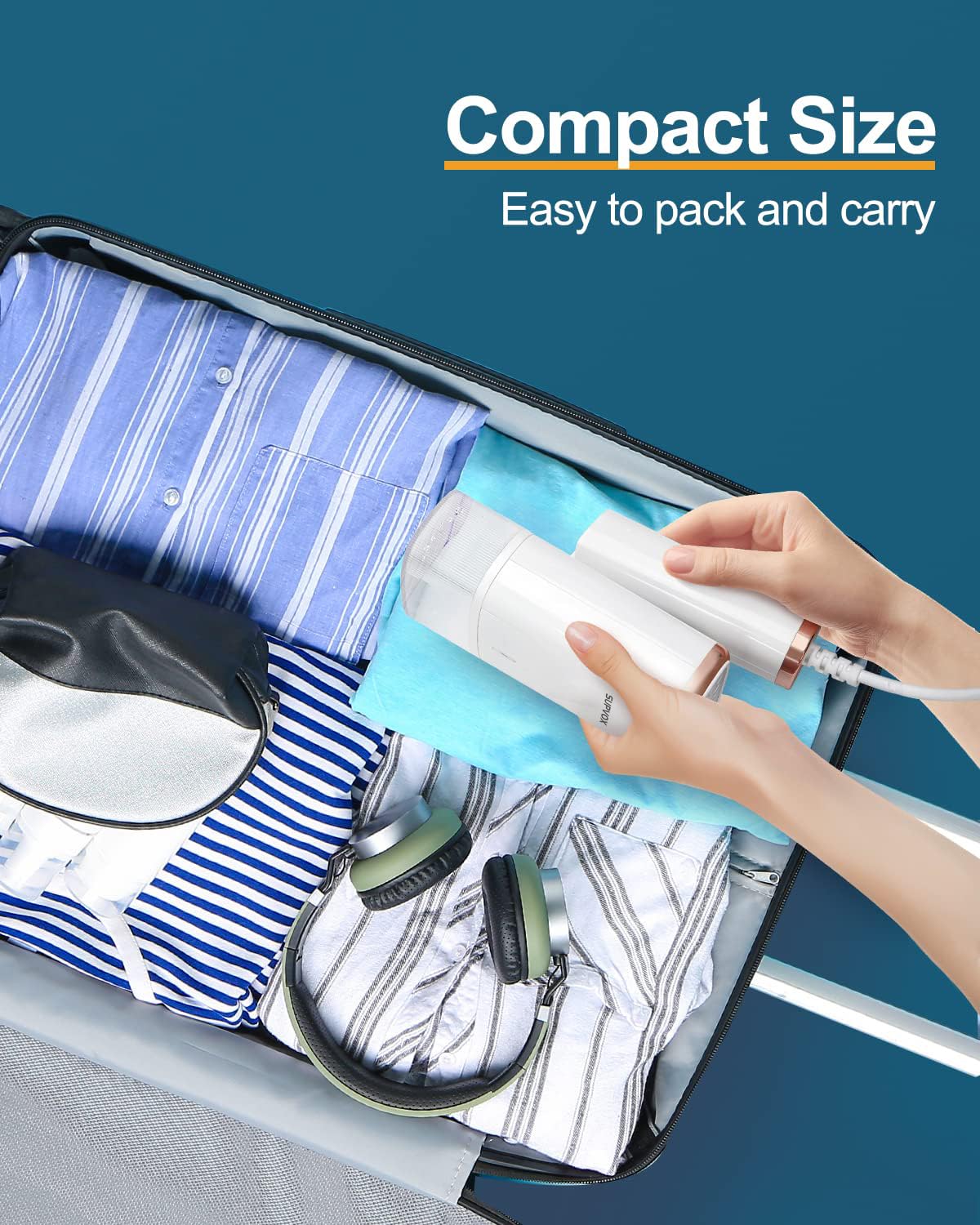 Supvox Handheld Garment Steamer for Clothes with 1200W 20s Fast Heat-Up and 360° Leak Proof | Travel Foldable Steam Iron