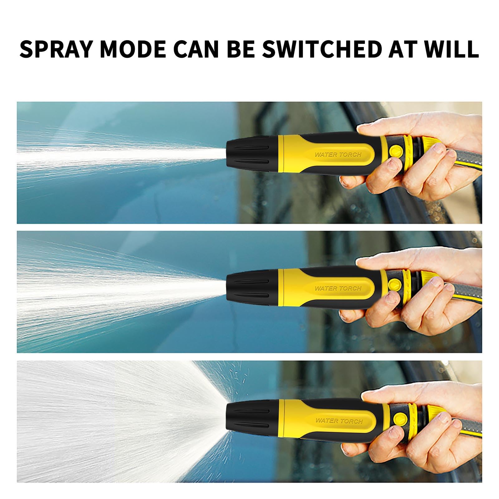 ZIBUYU garden shower and hose connection set for car and patio cleaning featuring 1/2 inch quick connect and ergonomic comfort handle