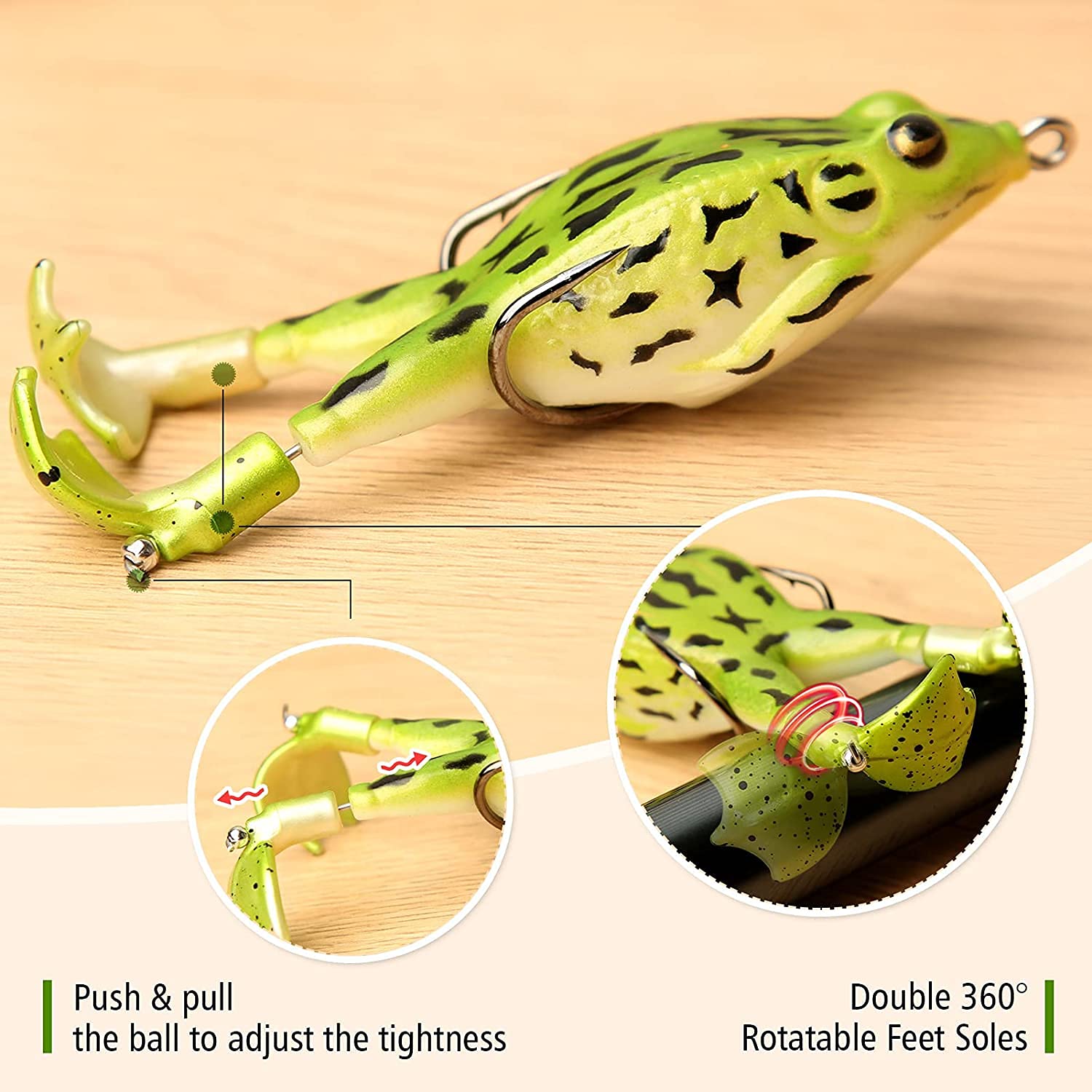 Proberos  2 Pcs Double Propellers Frogs Soft Bait High Simulation Soft Silicone Fishing Lures Prop Frog Lures for Bass Realistic Design Floating Weedless Baits Kit (Random Color