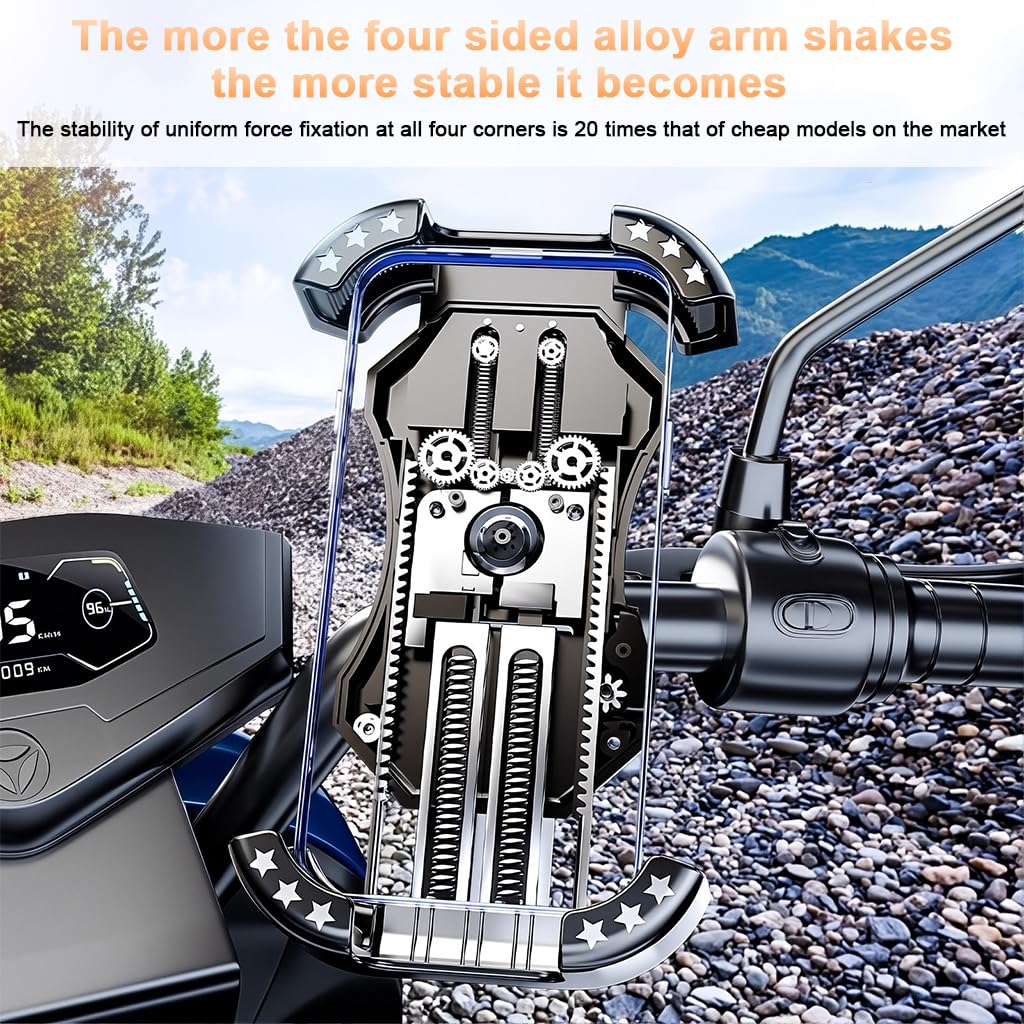 STHIRA Bike Mobile Holder for Handlebar or Rearview Mirror with 360° Rotation | Secure Anti‑Slip Mount for Smartphones